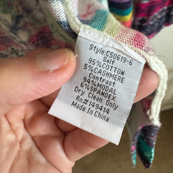 Johnny Was Bethia Printed Cotton/Cashmere Hoodie Cardigan floral print sz small - Picture 7 of 7